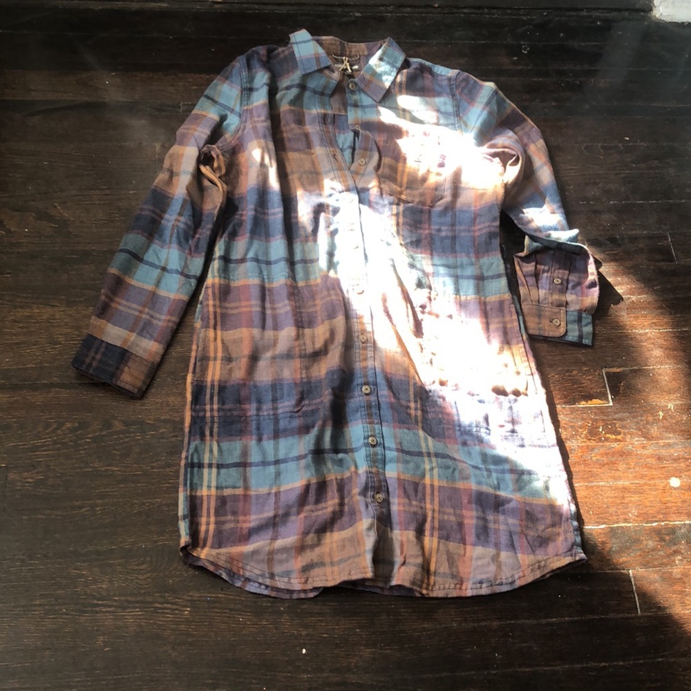 Toad&Co Plaid Shirt Dress - Blue and Brown - Picture 5 of 10